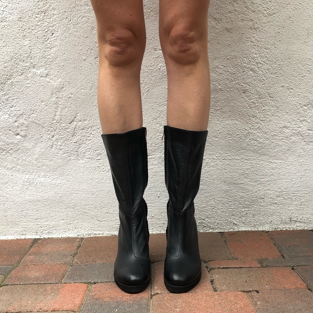 Won Hundred Black Leather Heel Boots